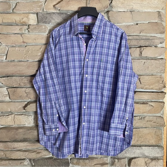TAILORBYRD Purple Plaid Button Down Men’s Dress Shirt Size 2XL 100% Cotton - Picture 1 of 10